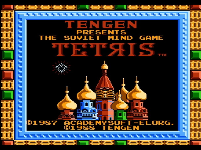Tengen Tetris title screen. The Soviet mind game