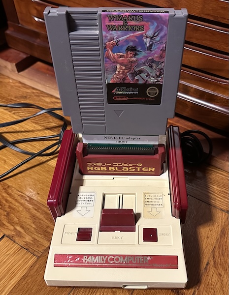 Wizards and Warriors in an NES to Famicom adapter