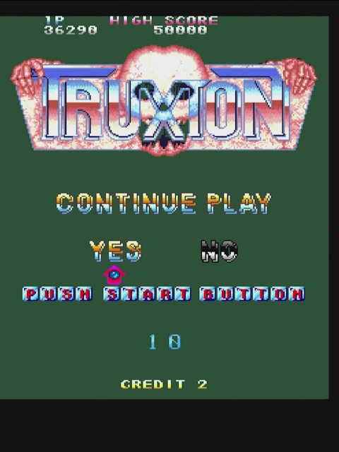 Truxton, continue screen