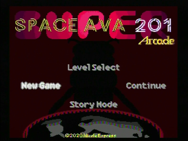 The title screen of Space Ava 201, showing that is Super and Arcade