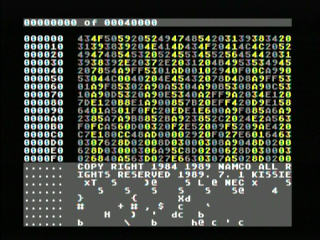 hexdump of the game PAC-LAND