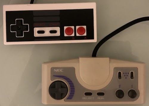 The NES and PC Engine controllers side by side. They are very similar