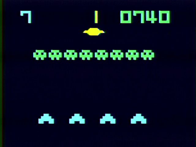 TV Vader gameplay, showing a single row and a ship above