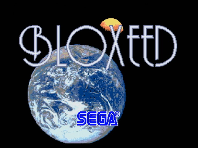 Bloxeed title screen with Earth in the background and a centered Sega logo