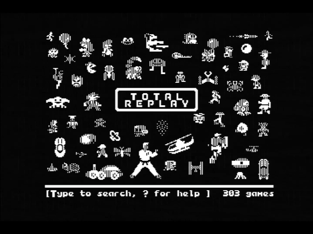 Total Replay boot screen in monochrome