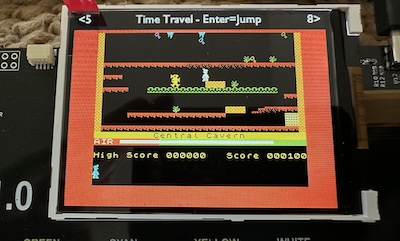 Manic Miner showing 'Time Travel' mode