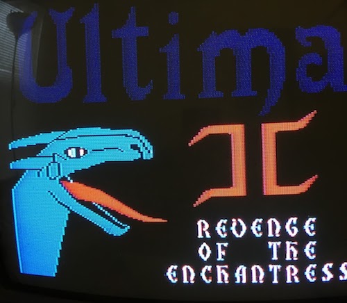 Ultima II's title screen as rendered on a TV over composite